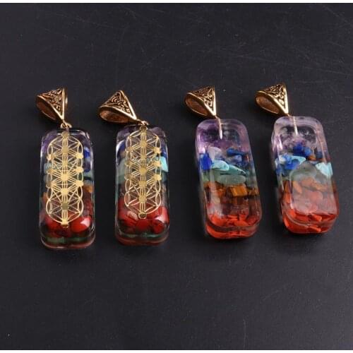 12PCS 7 Chakra Radiesthesia Pendulum Natural Stone Lapis lazuli Crystal Orgonite Energy Amulet Women Jewelry Necklace Pendants