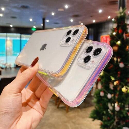 Shiny Candy Color Bumper Transparent Phone Case For iPhone 11 12 Pro Max XR XS X SE 2020 7 8 Plus Clear Acrylic Tough Back Cover