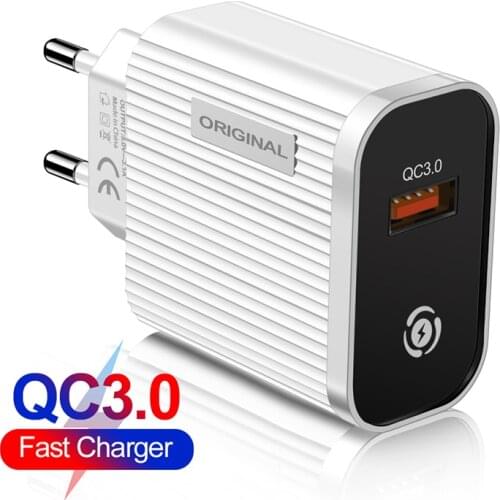 3A Quick Charge 3.0 USB Charger For iPhone 12 Pro 8 EU Wall Mobile Phone Charger Adapter QC3.0 Fast Charging For Samsung Xiaomi