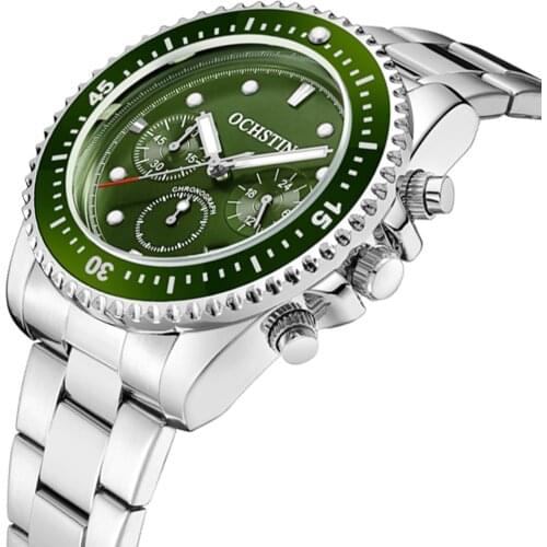 OCHSTIN Quartz Chronograph Men Watch Luminous Mens Watches Date Dial Gift For Man Fashion Business Stainless Steel Clock Male