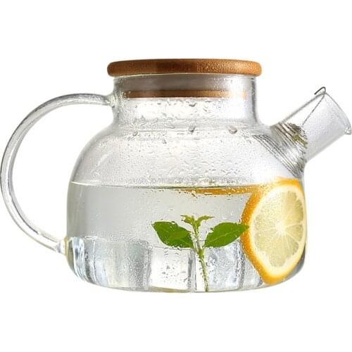 Wood Lid Borosilicate Glass Tea Pot Office Flower TeaPot with Glass filter Directly Heating Kungfu-Tea Kettle H39