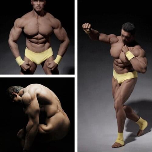 1/6 SFD Suntan Skin Male Figure Bodybuilding Muscle Body Accessories Tall 29cm BJD DIY Action Figure Doll Soft Silicone Model