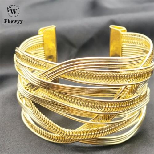 Fkewyy New Handmade Bohemia Style Jewelry For Women Multi-Layer Gold Plated Charm Cuff Bracelets Gift Party Gothic Accessories