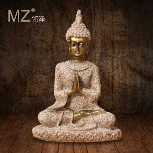Hot Sale Thailand Buddha Statue Nature Sandstone Sculpture Hindu Fengshui Figurines Home Decor Resin Technology Miniatures
