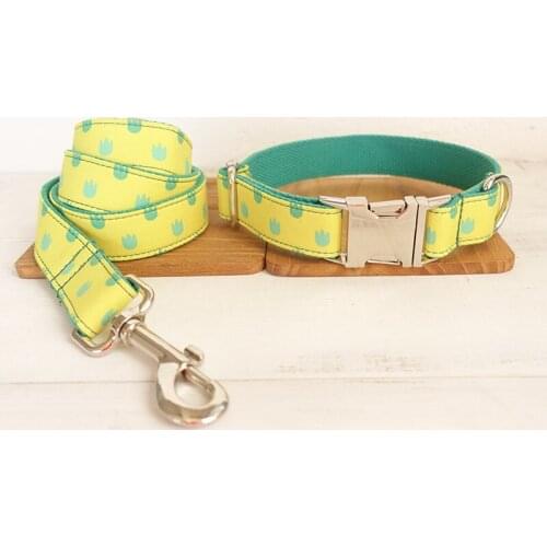 Customized Dog Collar Engraved Puppy ID Tag Leash Collar Set Adjustable Outdoor Fashion Print Pet Collar DINOSAUR FOOTPRINTS