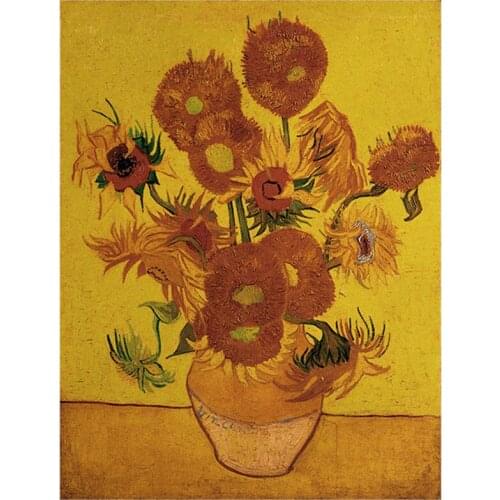 Sunflower by Van Gogh Oil Painting Creative Art Poster Vintage Kraft Paper Series Cafe Exhibition Decor Painting Wall Stickers