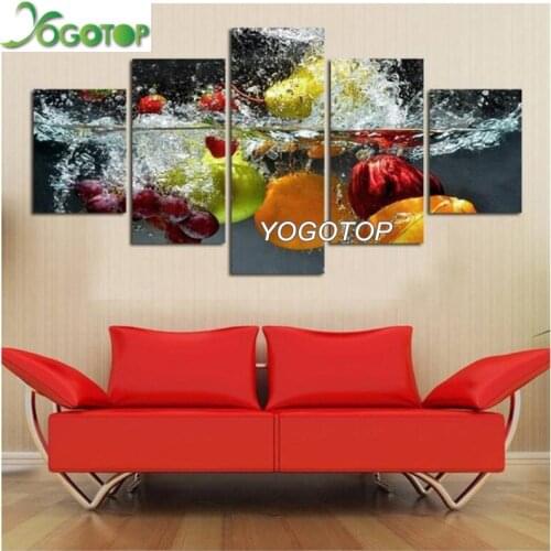 Water of fruit diy Diamond Painting puzzle 5D Full Drill Mosaic Diamant Embroidery Home Decor 5 Pieces YY1196