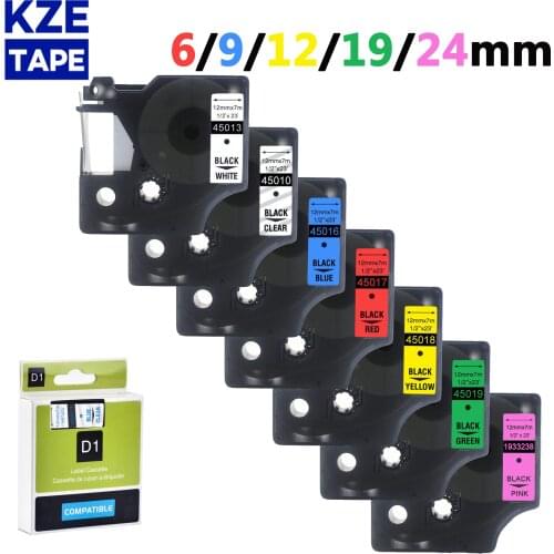 KZE multicolor 6mm 9mm 12mm 19mm 24mm Compatible Dymo D1Label tapes ribbon cassette for Dymo label manager LM 160 280 maker