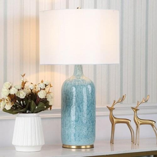 SAROK Ceramic Desk Lamp Luxury LED Decorative Table Bedside Light For Living Room Bedroom Library Study Office