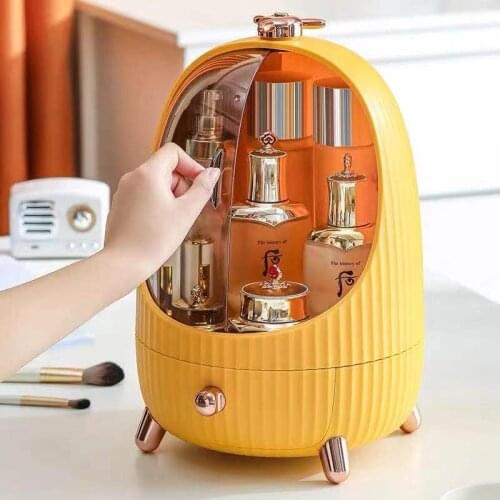 LED Light Cosmetic Storage Box Makeup Organizer Jewelry Make Up Container Drawer Desktop Display Case Bathroom Cosmetic Storage