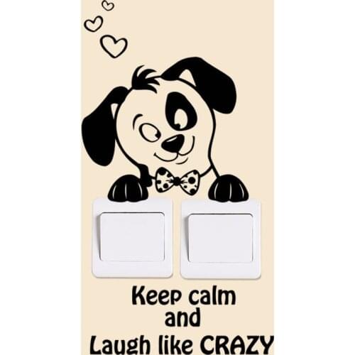 KUCADA keep calm and laugh like crazy dog animal switch stikcer car sticker home decoration mural decal WP1067