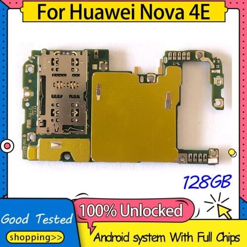 Unlocked 128GB For HUAWEI NOVA 4E Motherboard,Global version Logic Board 4GB 6GB RAM For HUAWEI NOVA 4E Motherboard
