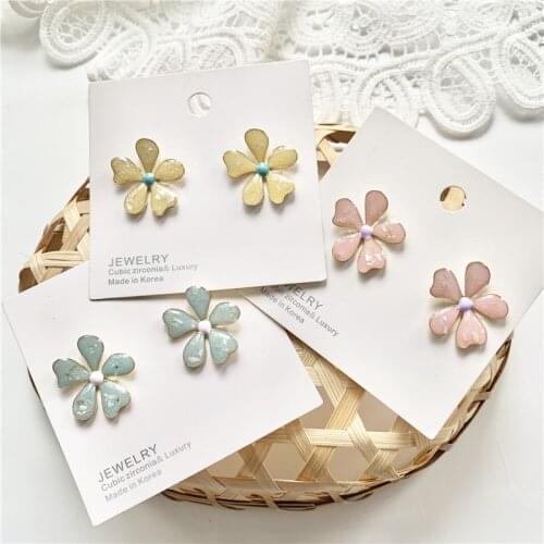 Sweet Big Flowers Stud Earrings Fairy Multi Earrings for Women