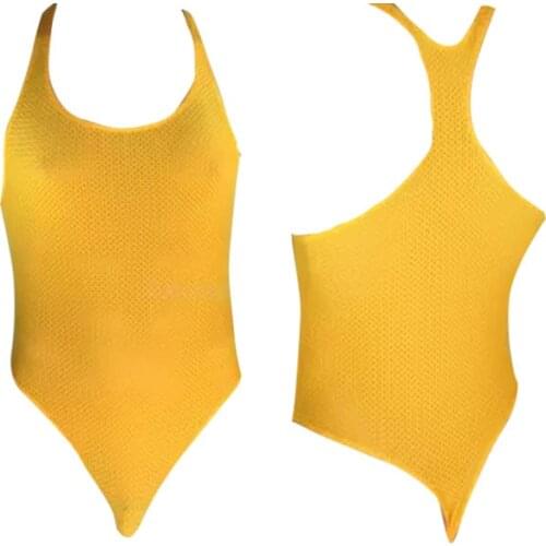Mens thong bodysuit breathable nylon spandex body shaping leotard