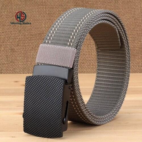 Warring States High Quality Mens Adjustable Nylon Belt Black Metal Buckle Outdoor Casual Mens Belt Unisex Belt Harajuku Style