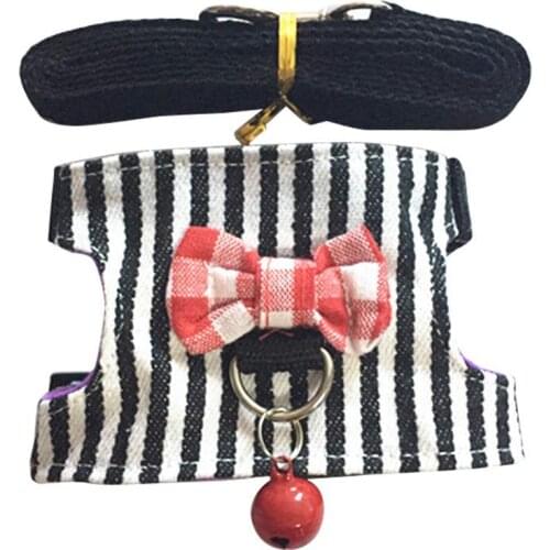 Small Pet Harness Vest and Leash Set with Bowknot Bell Decor for Dwarf Hamster Gerbil Rat Mouse Guinea Pig Outdoor Walking