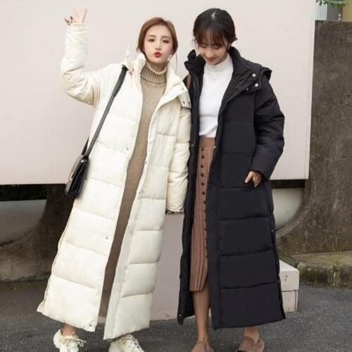New Winter Cotton-padded Jacket Womens Extended Knee-length Korean Version Loose Cold-proof Warm Padded Cotton Coat Overcoat