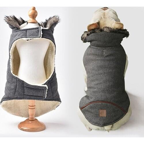 Pet dog clothes Pet thick cotton coat Soft warm fur collar fashion jacket Pet boutique clothes for dogs cats puppies Bulldogs