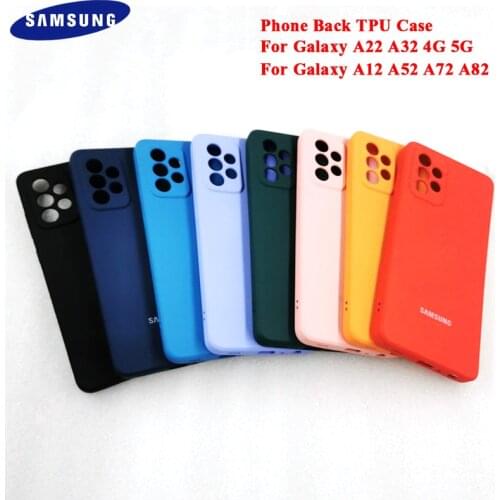 Original Samsung A12 A52 A72 A22 A32 4G 5G TPU Case Liquid Silicone Soft Shockproof Cover With Camera Protection Housing Shell