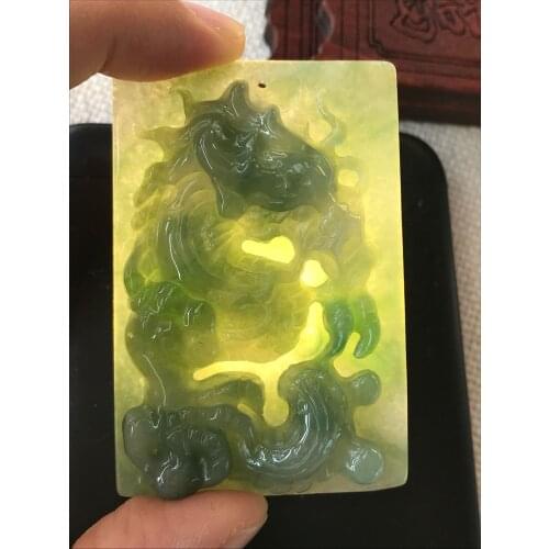 Genunine Myanmar jade hand-carved dragon green jade pendant necklace necklaces emerald pendants jadeite jade jewelry