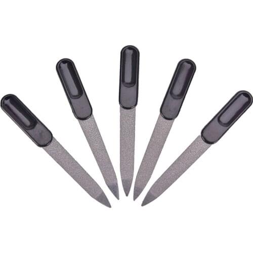 1/5pcs Plastic Handle Metal Double Sided Nail Files Pro Nail File DIY Manicure Pedicure Tool