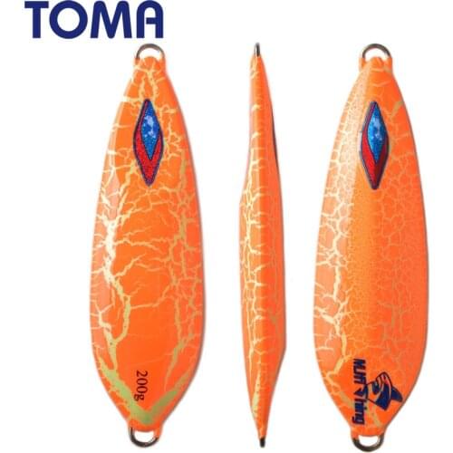 TOMA 1pc Lead Metal Jig 200g 300g Slow Pitch Jigging Fishing Lures Saltwater Glow Luminous Sea Fishing Artificial Lures Tackle