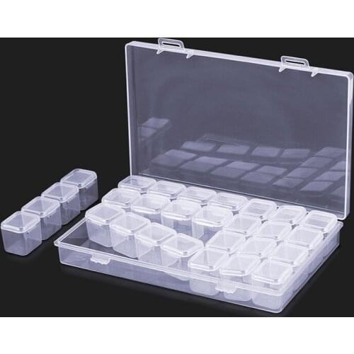 2pcs Transparent Plastic Storage Box Diamond Painting Accessories Tool Nail Art Rhinestone Bead Storage Box