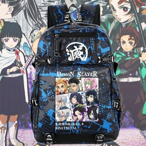 New Demon Slayer: Kimetsu no Yaiba Kamado Tanjirou Backpack School Bags For Teenage Girl Men Anime Travel bags canvas laptop bag