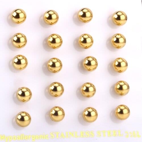 LUXUKISSKIDS Gold Vacuum Color Stainless Steel Surgical Ball Luxury Stud Earrings Sided Earring 3-10mm Size