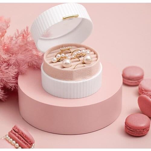 Jewelry Box Double-layer Portable Flannel Mini Display Earring Case for Rings Jewelry Box Double-layer Case Earring Box Case for