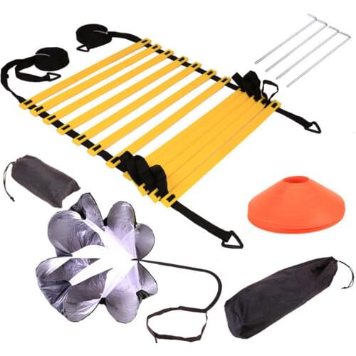 Speed Agility Training Set, Includes 1 Resistance Parachute, 1 Agility Ladder, 4 Steel Stakes, 4 Disc Cones