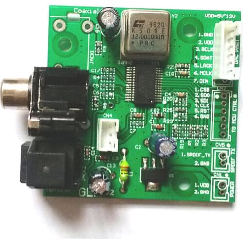 SPDIF coaxial fiber WM8805 receiver board, I2S output aligned output 5v-12v sampling 32KHZ- 192KHZ I2S-16 /I2S-24 /RJ-16