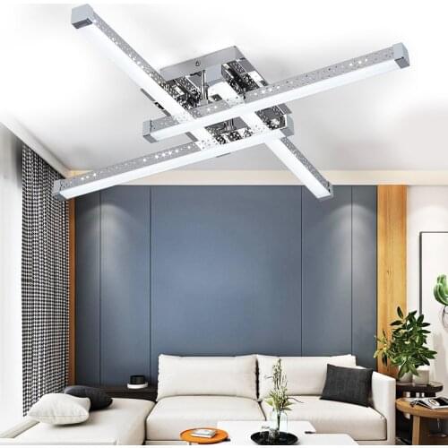 Nordic LED Linear Ceiling Light Silver Modern Dimmable Metallic Geometric Chandelier for Bedroom Dinning Room Kitchen Bathroom