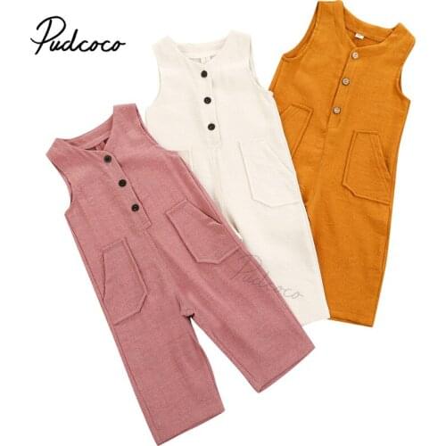 Infant Baby Boy Girl Sleeveless Corduroy Rompers, Casual V Neck Button Front Solid Color One-Piece Jumpsuit