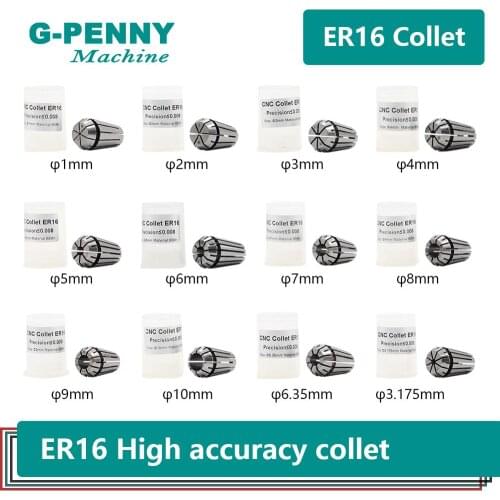 High Quality ! ER16 CNC spindle motor collet 4mm , 6.35mm, 8mm,Tool Clamping Holder High Accuracy precision less than 0.008mm