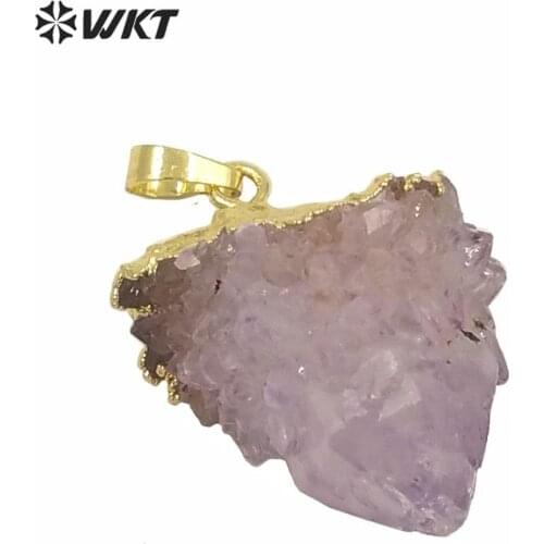 WT-P479 Wholesale natural raw crystal stalactite pendants, Unique amazing natural gold dipped spirit point charms
