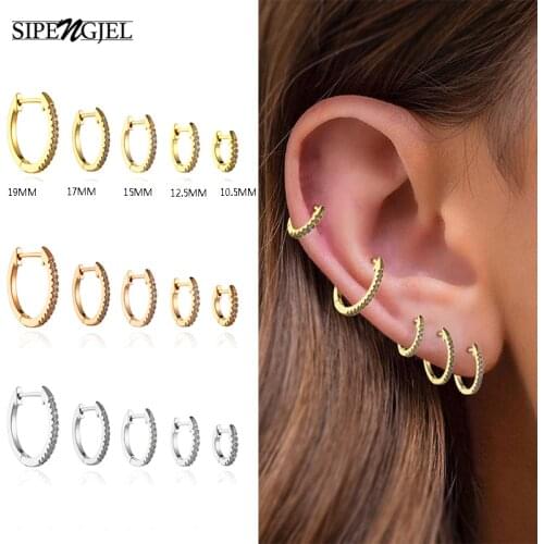 SIPENGJEL 1 Pair Minimalist Circle Hoop Earrings Simple Korean Geometric Tiny Round Pierceing Earrings For Women Party Jewelry
