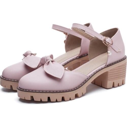 Big Size 11 12 ladies high heels women shoes woman pumps Butterfly-tied single shoe woman with round head