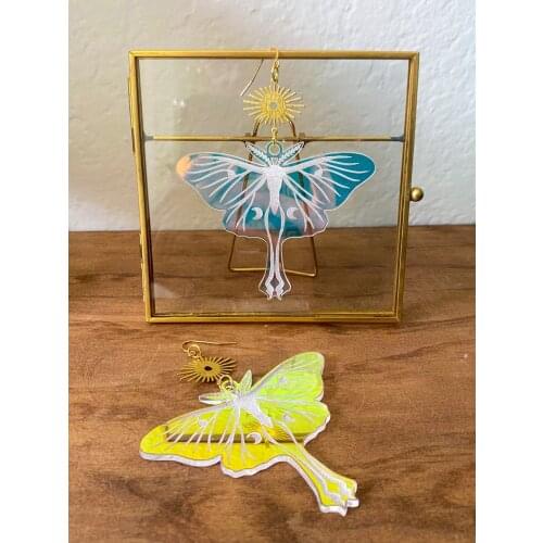 The golden Luna & Moth Earrings,Hippie Jewelry, Wanderlust Jewelry, Hypoallergenic