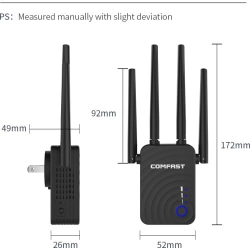 1200Mbps 2.4G 5GHz Dual Band Wireless router WiFi repetidor Long Range extender Wi-fi Repeater with 802.11ac 4 External Antennas