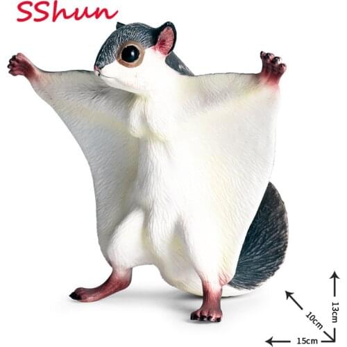 15*10*13CM Children Simulation Wild Animal Animal Model Toys Solid Flying Squirrel Flying Squirrel Flying Tiger Rat Plastic