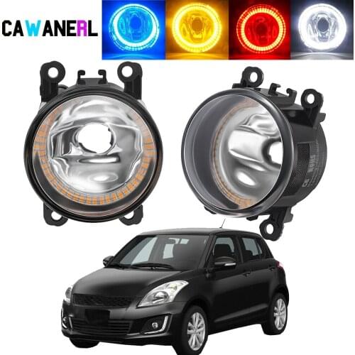 2 X Angel Eye Fog Light Assembly For Suzuki Swift MZ EZ Hatchback 2005-2015 Car Front Bumper Halo Ring DRL Fog Driving Lamp 12V
