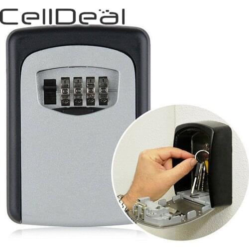 4 Digit Combination Aluminum Alloy Key Safe Box Key Lock Box Wall Mounted Weatherproof Key Storage Lock Box Indoor Outdoor