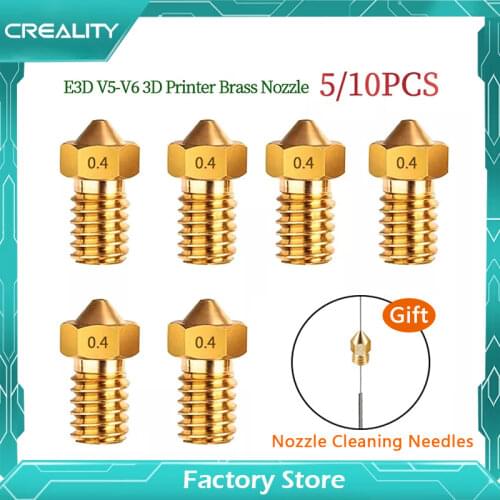 5/10pcs 3D Printer E3D V5 M6 Threaded brass Nozzle 0.2/0.3/0.4/0.5/0.6/1.0mm for 1.75/3.0mm filament E3D V5 V6 Hotend Extruder
