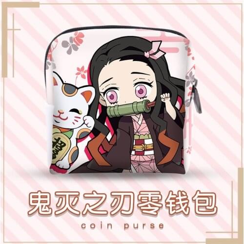 Anime Demon Slayer Kimetsu no Yaiba Kamado Tanjirou Nezuko Hashibira Cosplay Cartoon Purse Coin Purse Key Card bag Storage bag