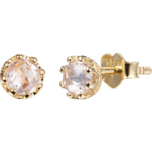 Shine Sparkling Crown Stud Earrings 100% 925 Sterling-Silver-Jewelry Free Shipping