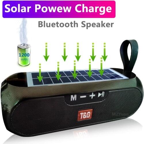 Solar Charging Bluetooth Speaker Portable Column Wireless Boombox Music Center Loudspeaker Subwoofer Waterproof caixa de som