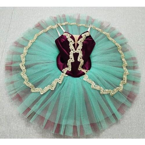 Burgundy green Pre-Professional Tutu For girls Peformance Ballerina Pancake Tutu Adult Classical Platter Tutu Costume Esmeralda