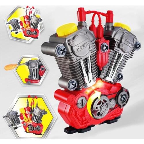 Children Toys Motorcycle Engine Overhaul Play Set With Light Sound DIY Assembly Mechanic Kit Kids Educational Toy Gifts