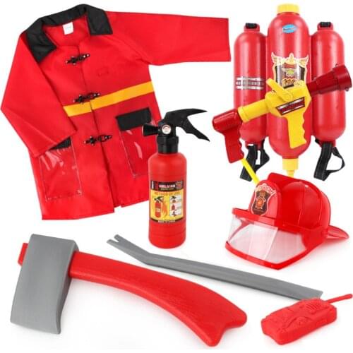 Children Simulation Plastic Pretend Toy Fireman Cosplay Accessories Sets With Axe and Extinguiher for Kids Gift